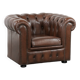 Fauteuil club Chesterfield en cuir de vachette marron de style anglais