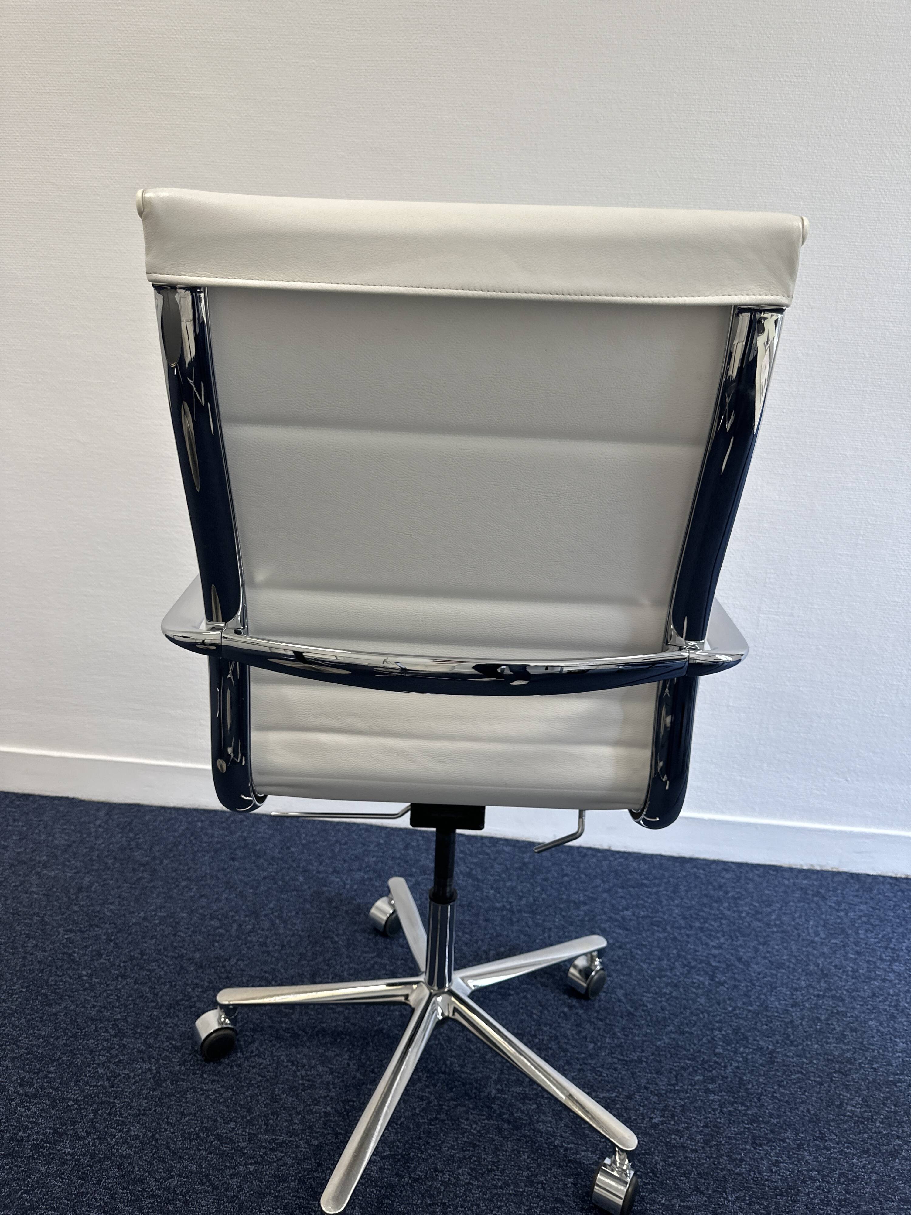 Vintage white leather ICF armchair