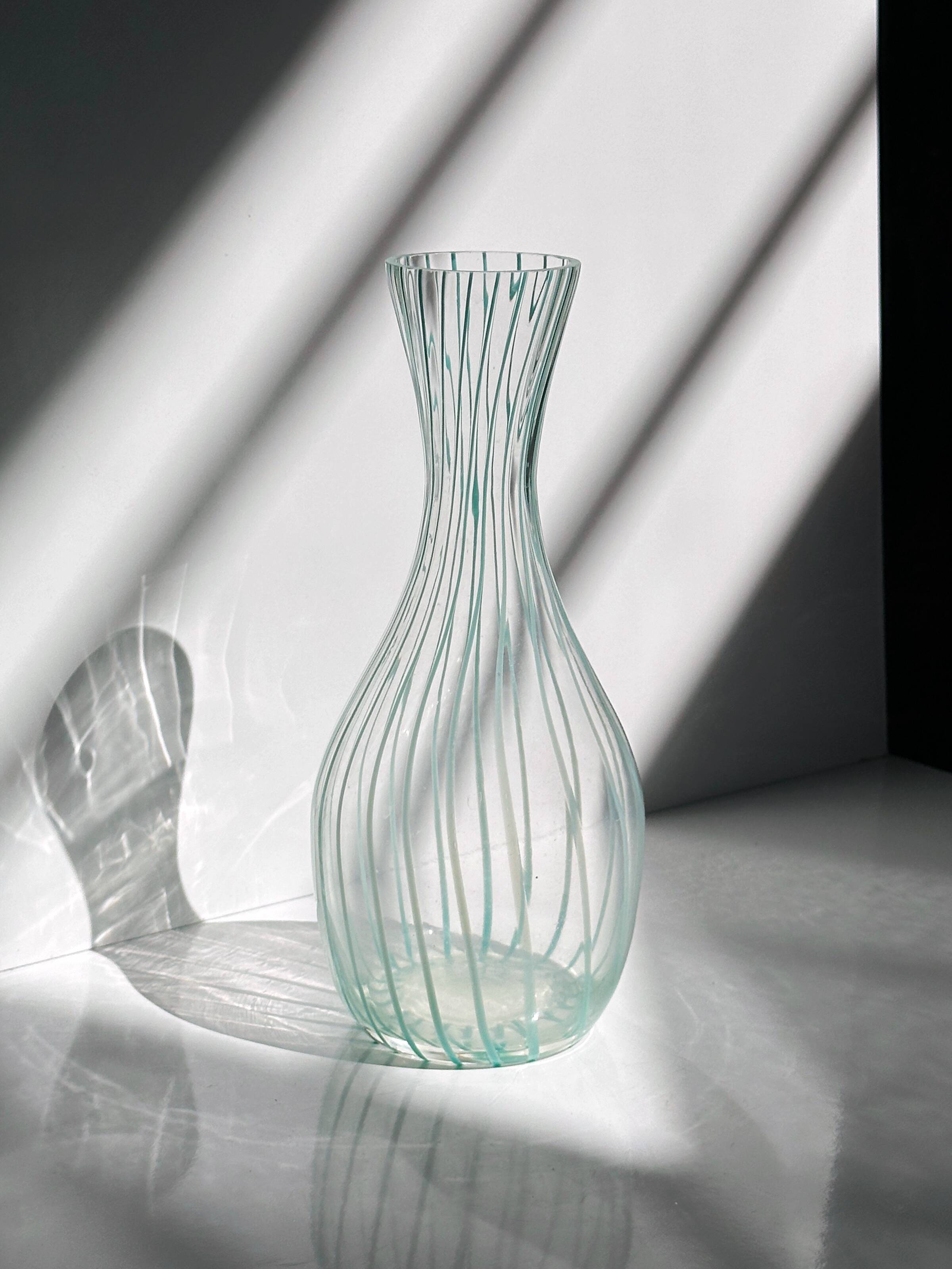 1950s striped glass vase / carafe