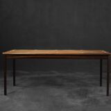 Table Basse Vintage Mid-Century en Acajou, Danemark, avec Motif Peint à la Main par Ole Wanscher