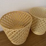 Paire de cache pots SYLA années 70 jaune pastel 18cm