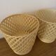 Pair of SYLA 70s pastel yellow flower pots 18cm