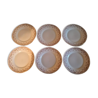 Series of six dessert plates in porcelain U.C Limoges, early twentieth century