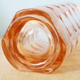 Luminarc type molded glass vase pink color 70s