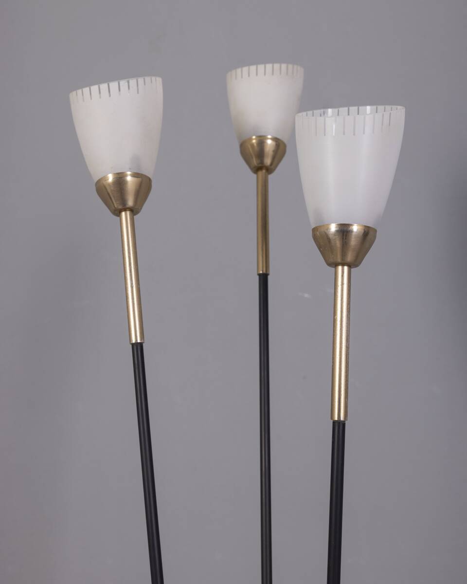 VINTAGE 1960S THREE-LIGHT GLASS FLOOR LAMP, ITALIAN DESIGN