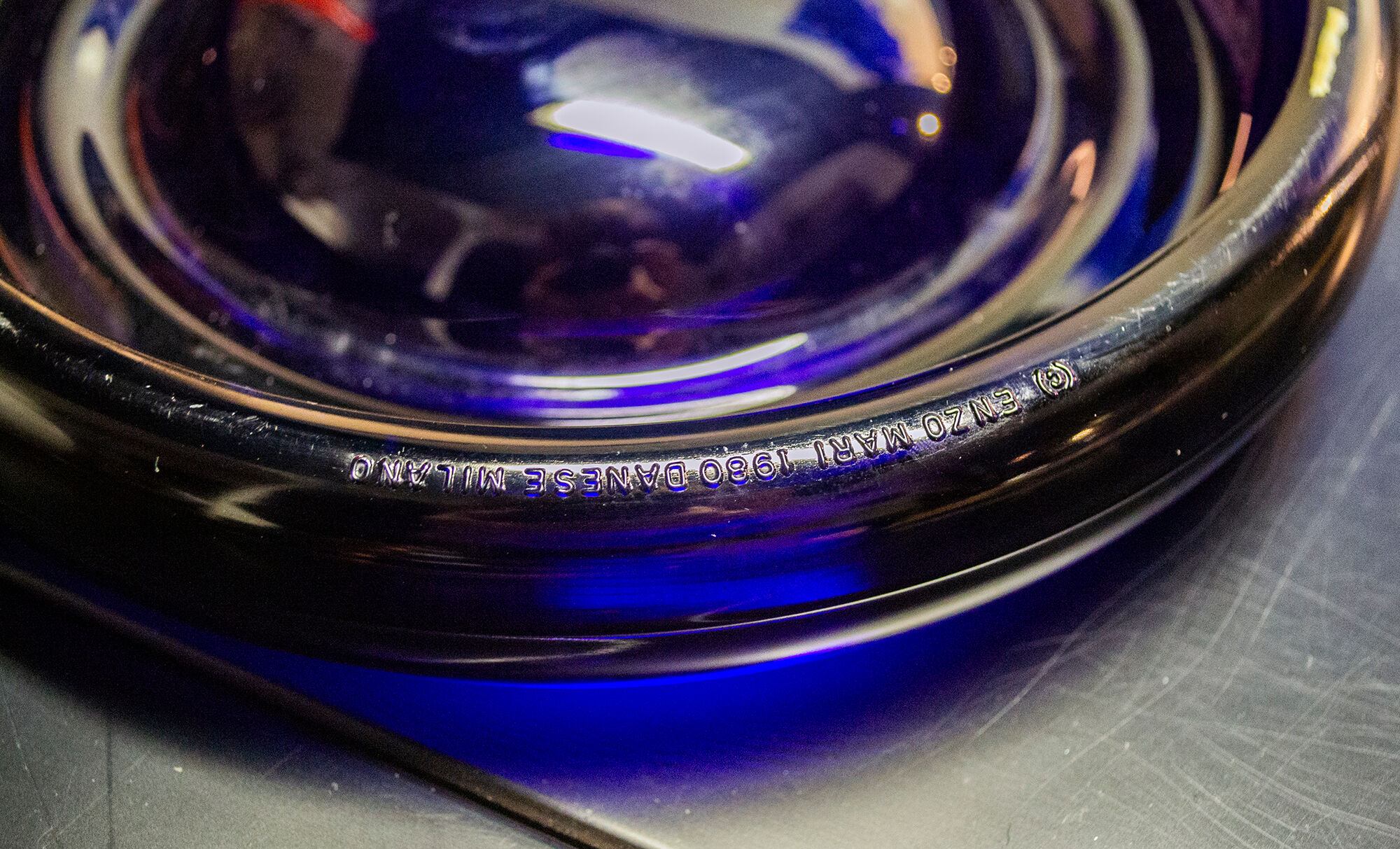 Glass ashtray by Enzo Mari for Danese Year 1980