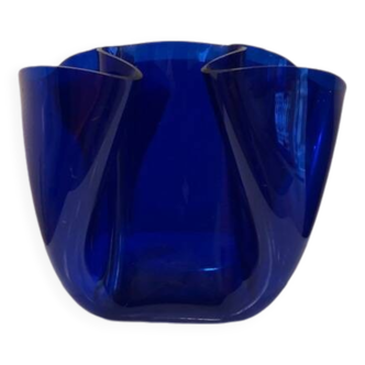 Vintage blue "handkerchief" model vase