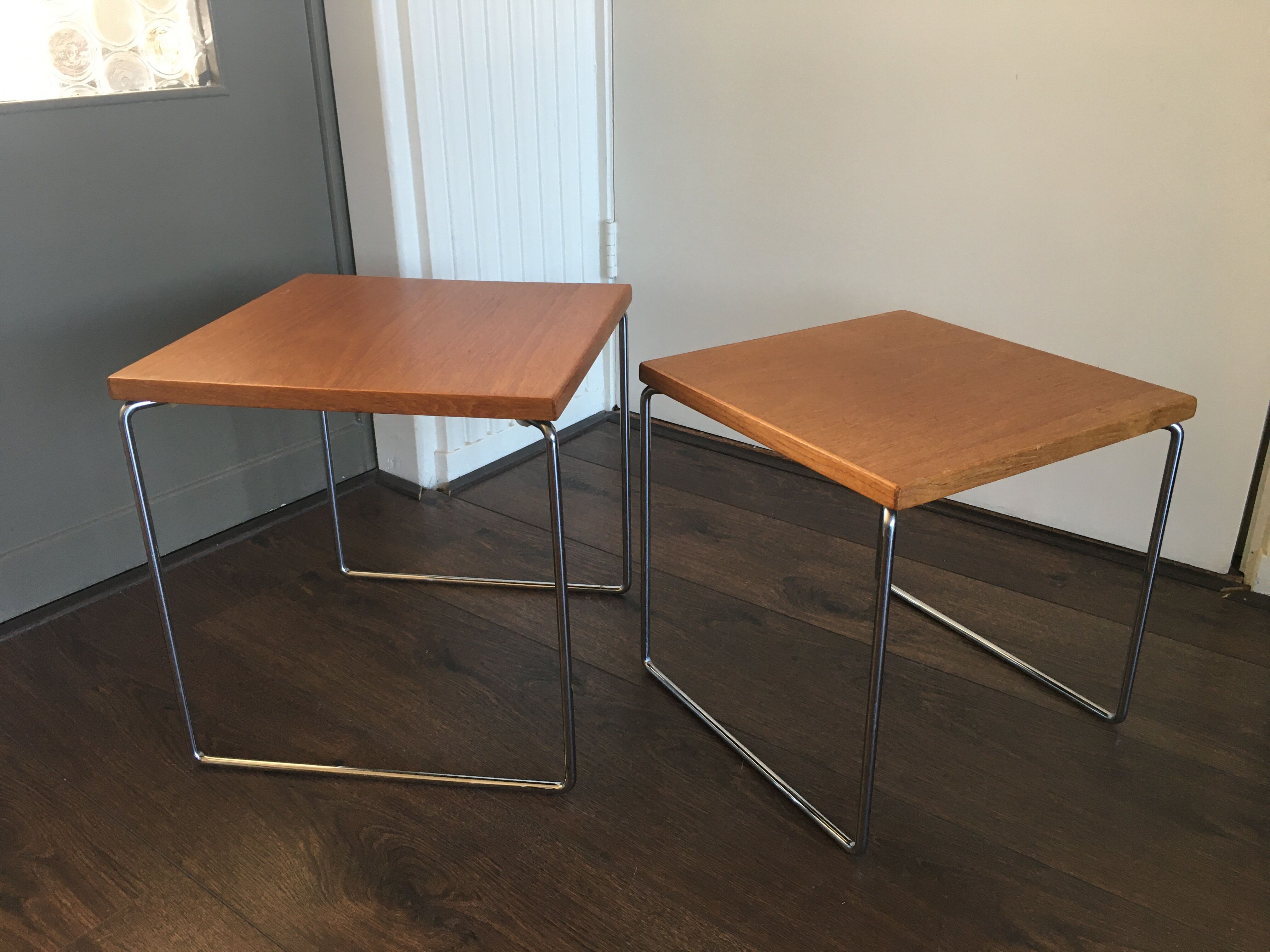 Teak and steel nesting tables from Brabantia, 1960s