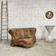 Fauteuil d'angle vintage en cuir, design italien des années 1970