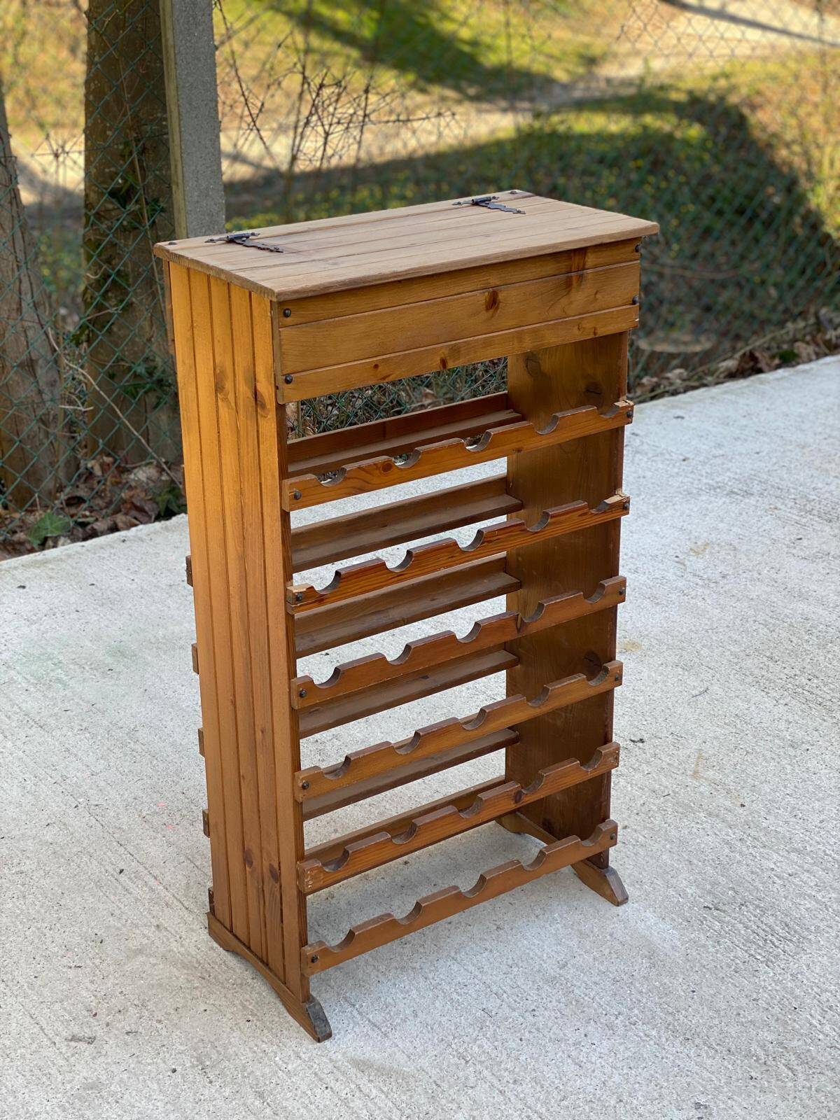Solid wood wine rack bottle storage with drawer