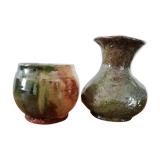 2 small pottery vases