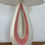 Organic design lamp in white and pink ceramic circa 1950
