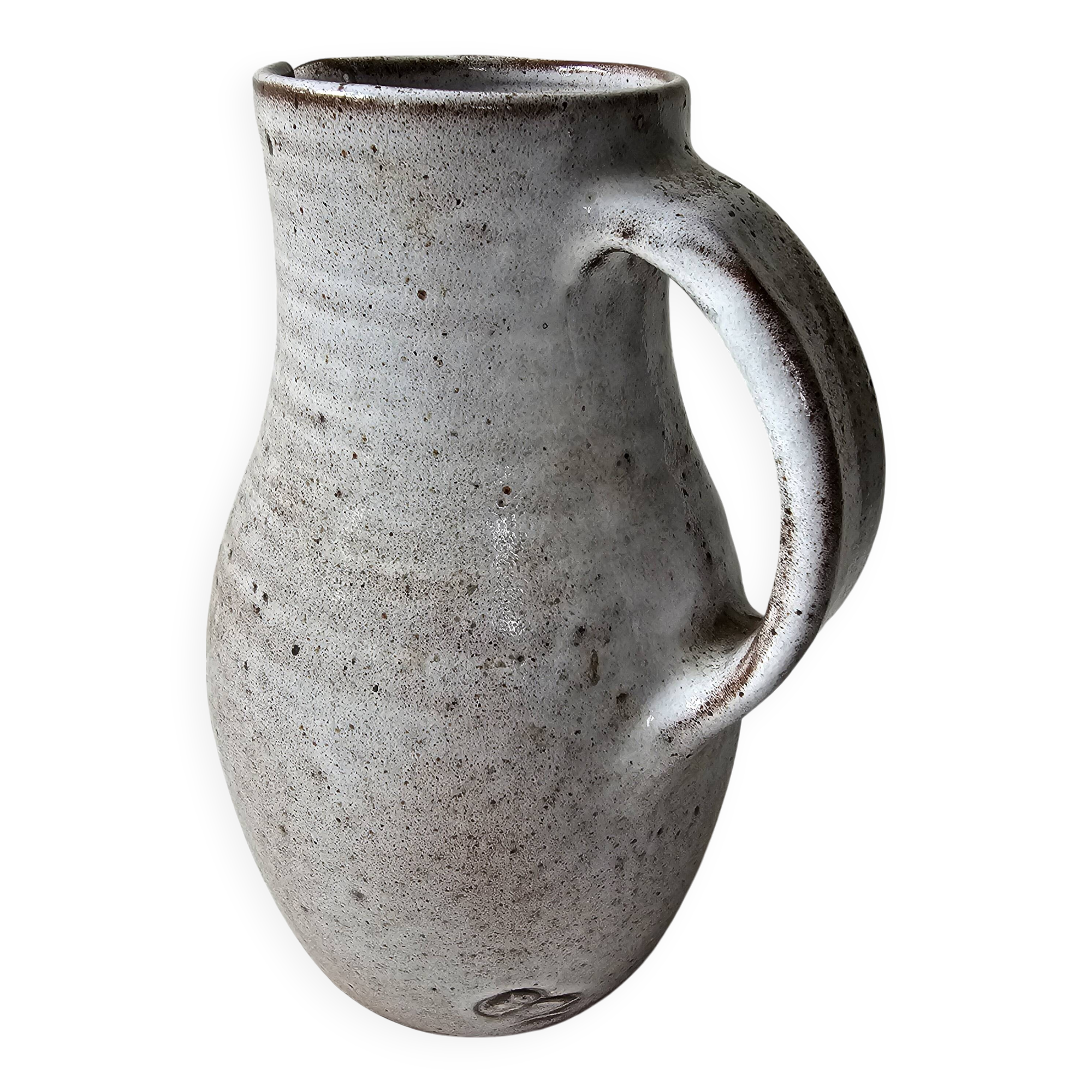 Glazed Ceramic Pitcher by Jeanne and Norbert Pierlot (Puisaye)