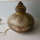 Ceramic lamp from the 60s, decoration flowers, Scandinavian, signed