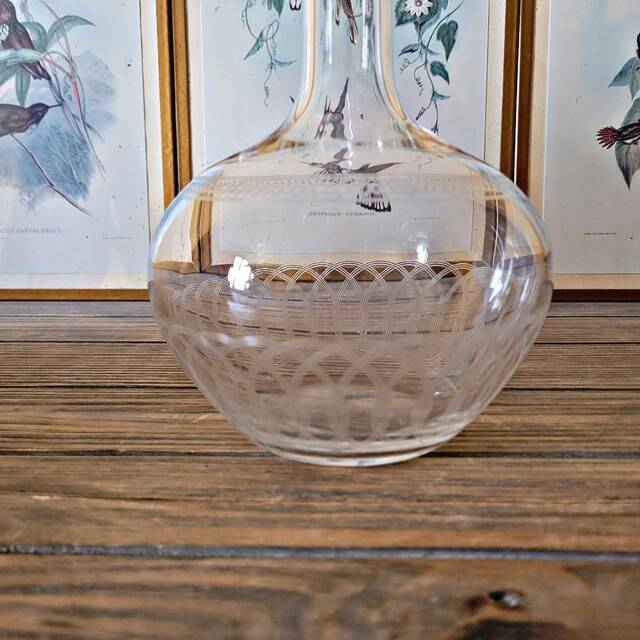 Guilloché crystal wine carafe (engraved) - early 1900s