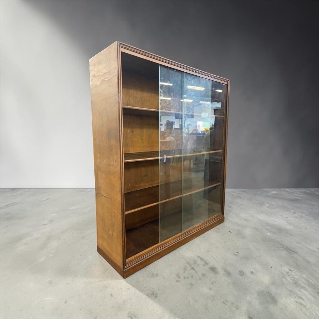 Vintage wooden display shelf/bookcase, shallow.