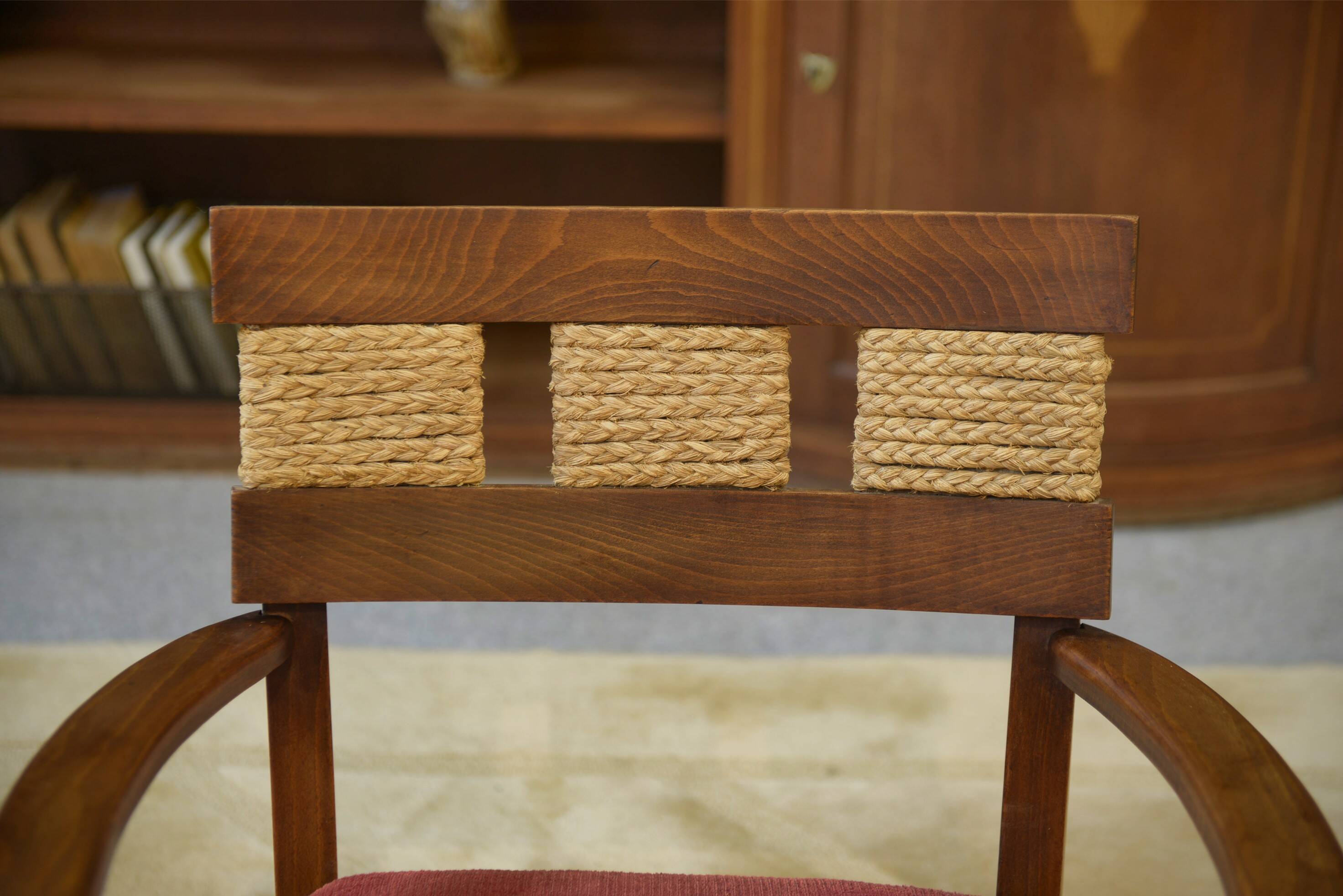 Brutalist pair of armchairs attributed to Audoux Minet, 1950s.