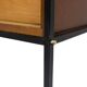 Pair of mahogany veneer and black lacquered iron cabinets. 1950s.