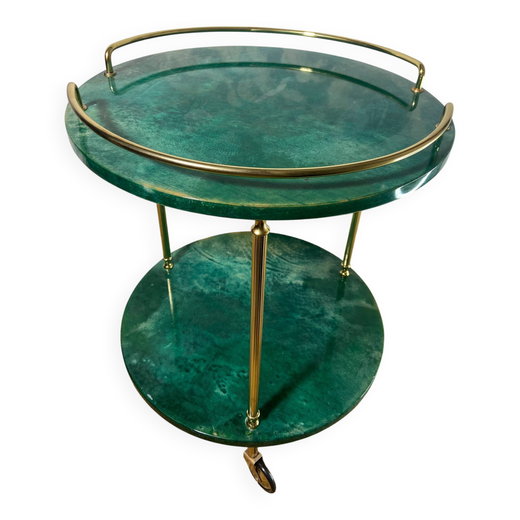 Small emerald green side table ALDO TURA, Italy 1960s