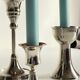 Vintage chrome metal candle holders