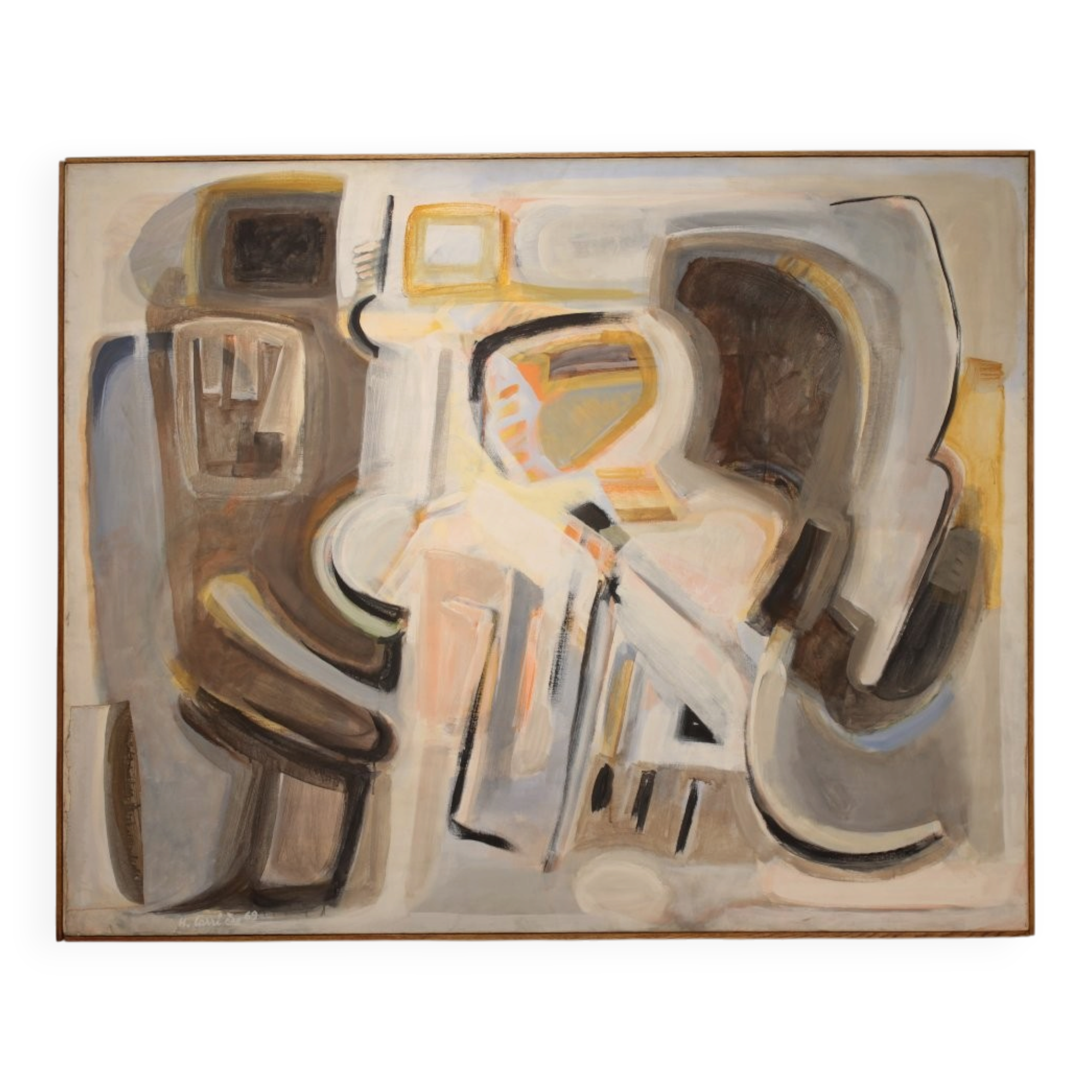 Large abstract oil on canvas dated 1969 - Henri Larriere (1935-2024)