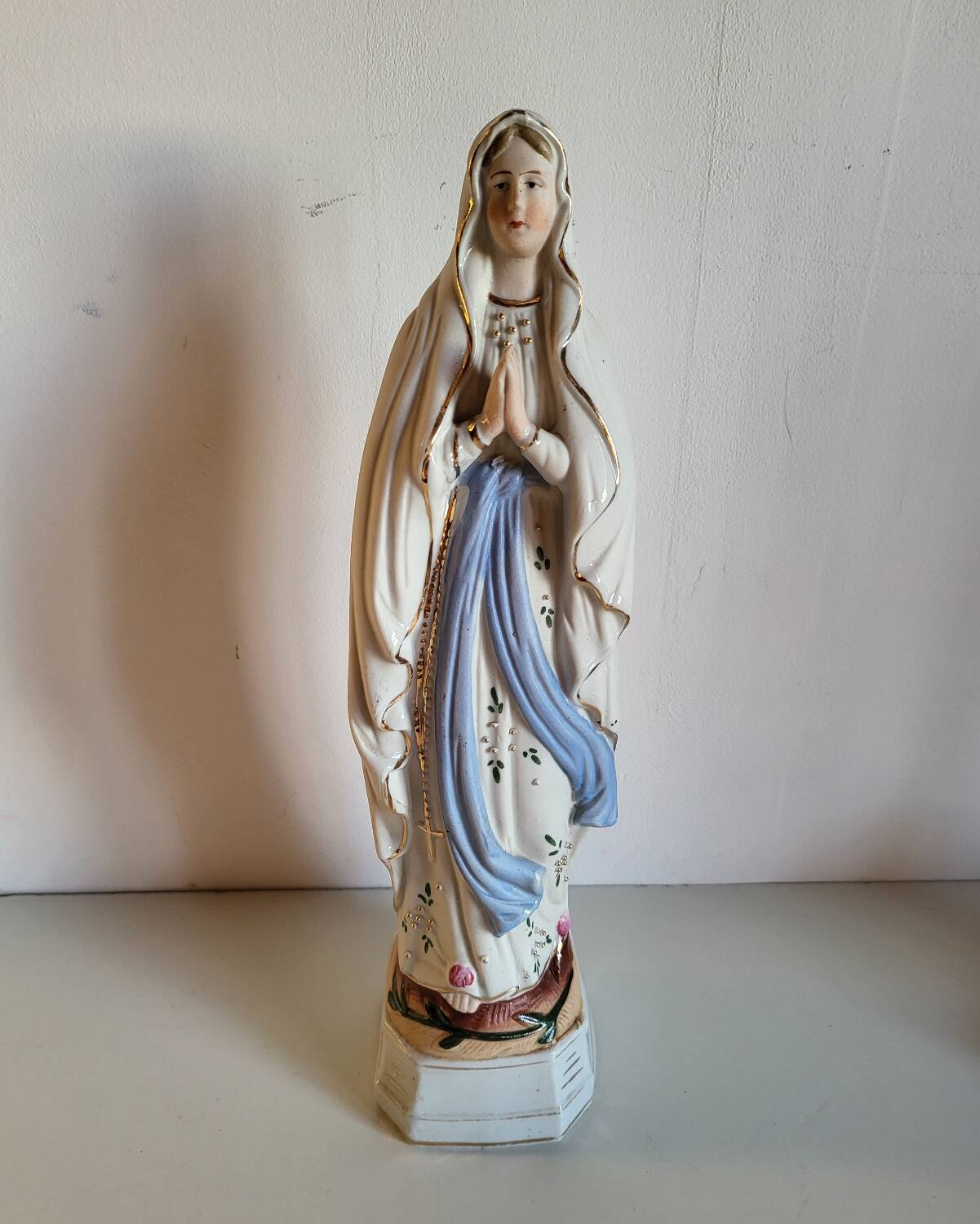 Religious Statuette of the Virgin Mary in Biscuit Porcelain