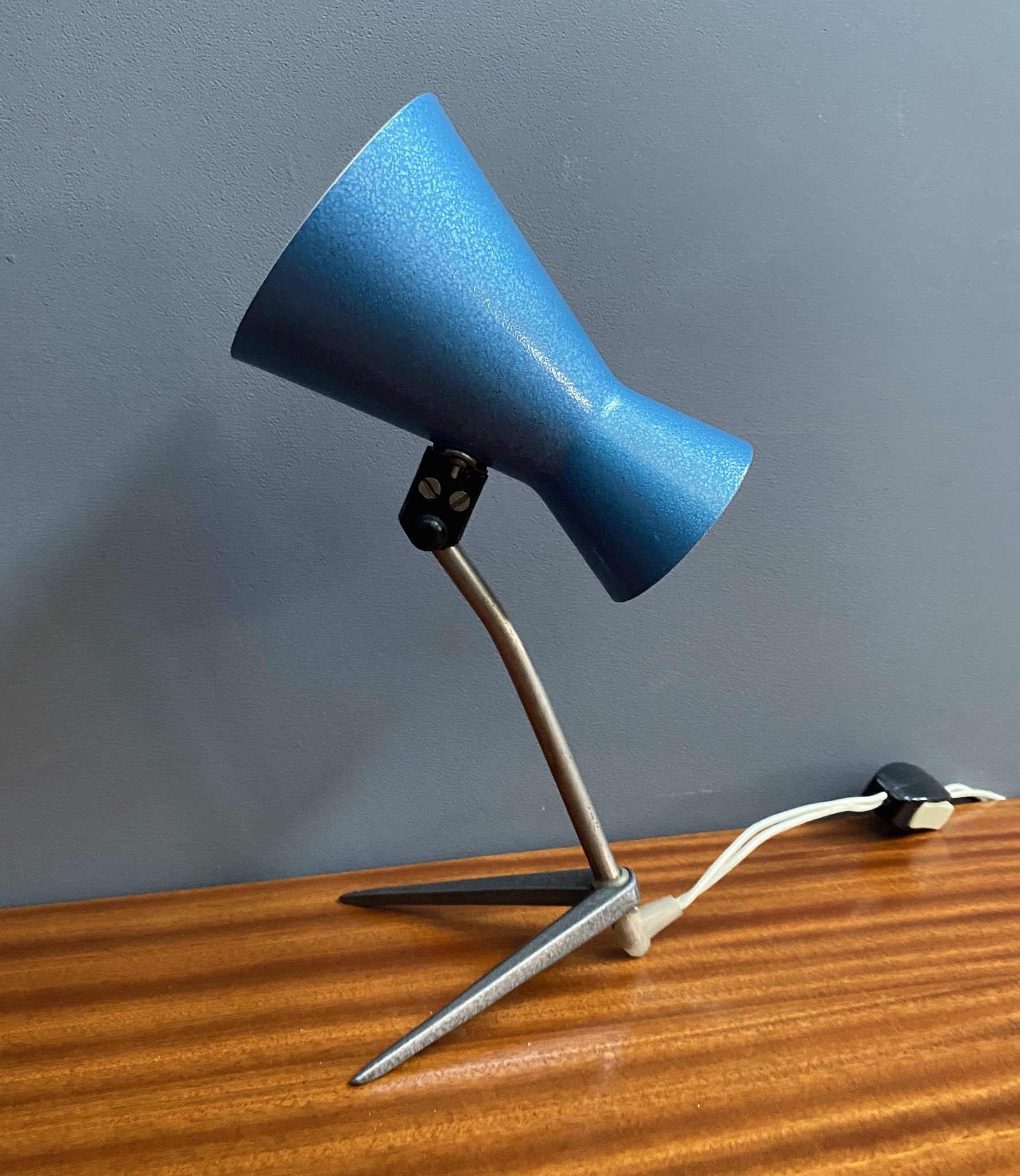 Blue metal desk lamp 1960s