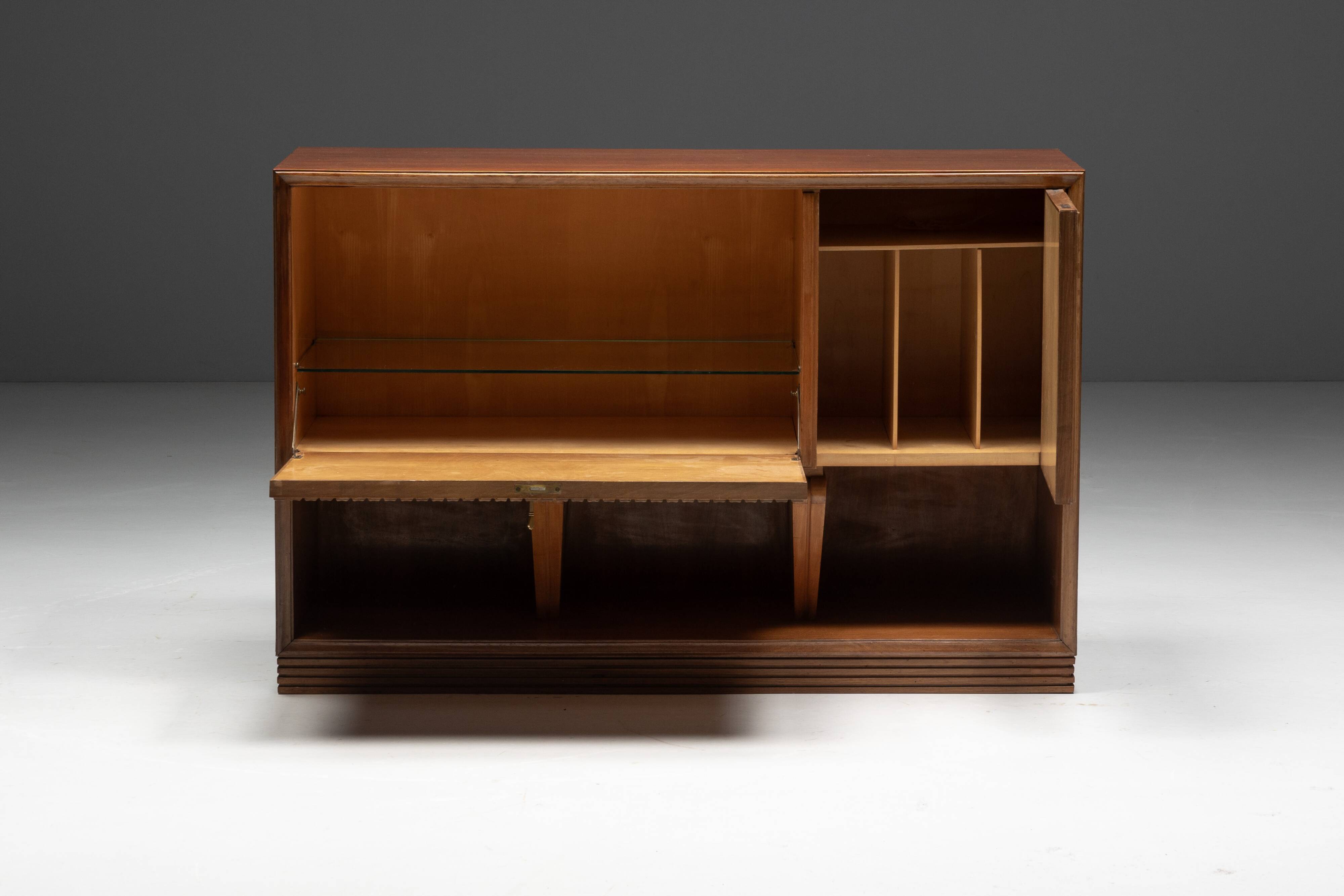 Modernist slatted credenza, Italy, 1960s