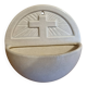 Antique earthenware holy water font from Desvres, 1950s