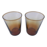 2 antique glasses Transparent amber glass