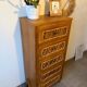 Vintage oak and rattan chest of drawers