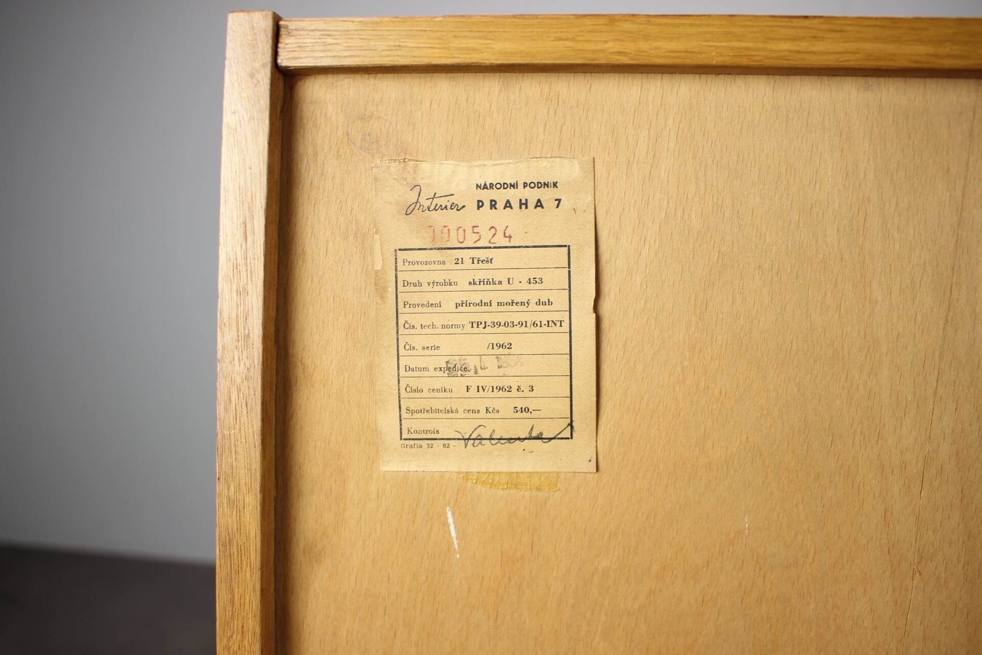 Restored 1960 chest of drawers by Jiroutek in oak with color-block drawers