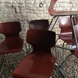 Set of 6 vintage Pagholz Flötotto stackable chairs in Pagwood
