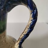 Pichet en faïence à décor floral, années 1950-1970