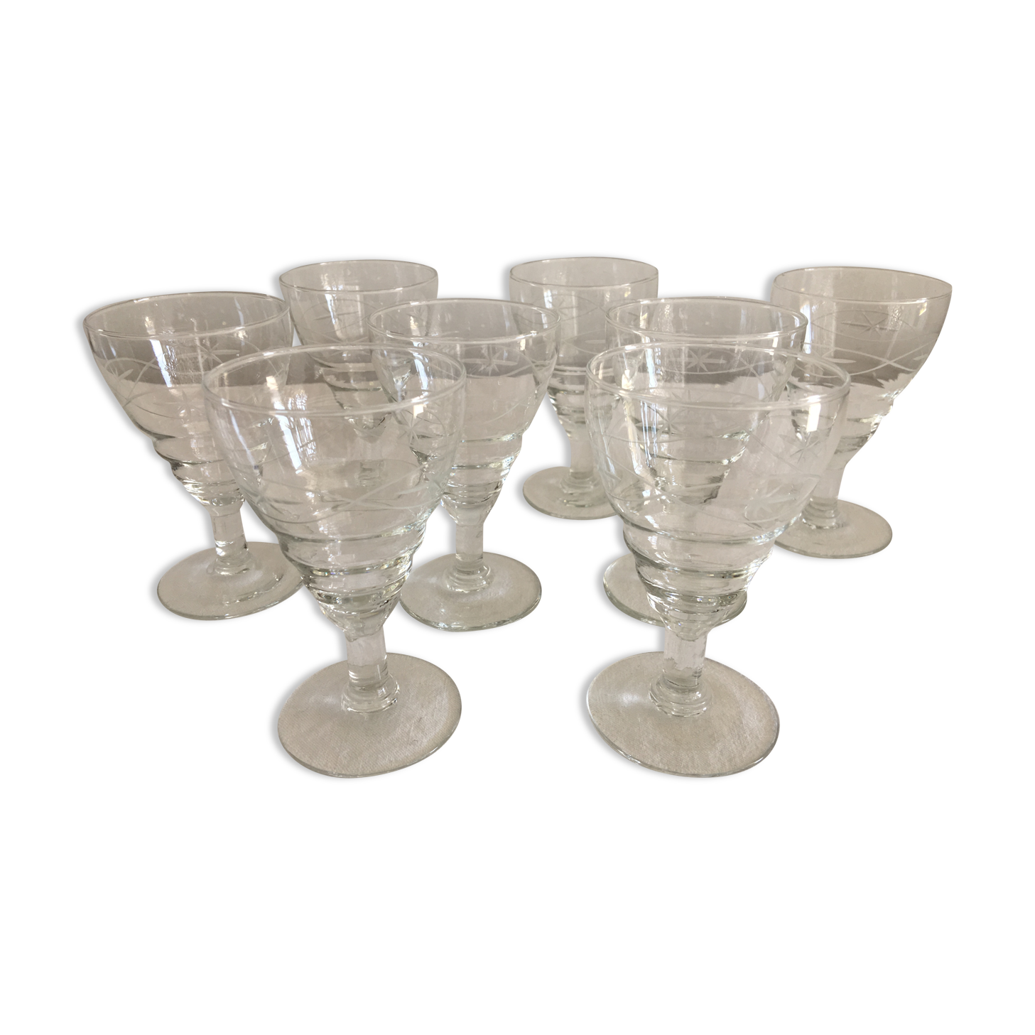 Suite of 8 wine glasses 1950/60 - blown glass
