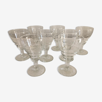 Suite of 8 wine glasses 1950/60 - blown glass