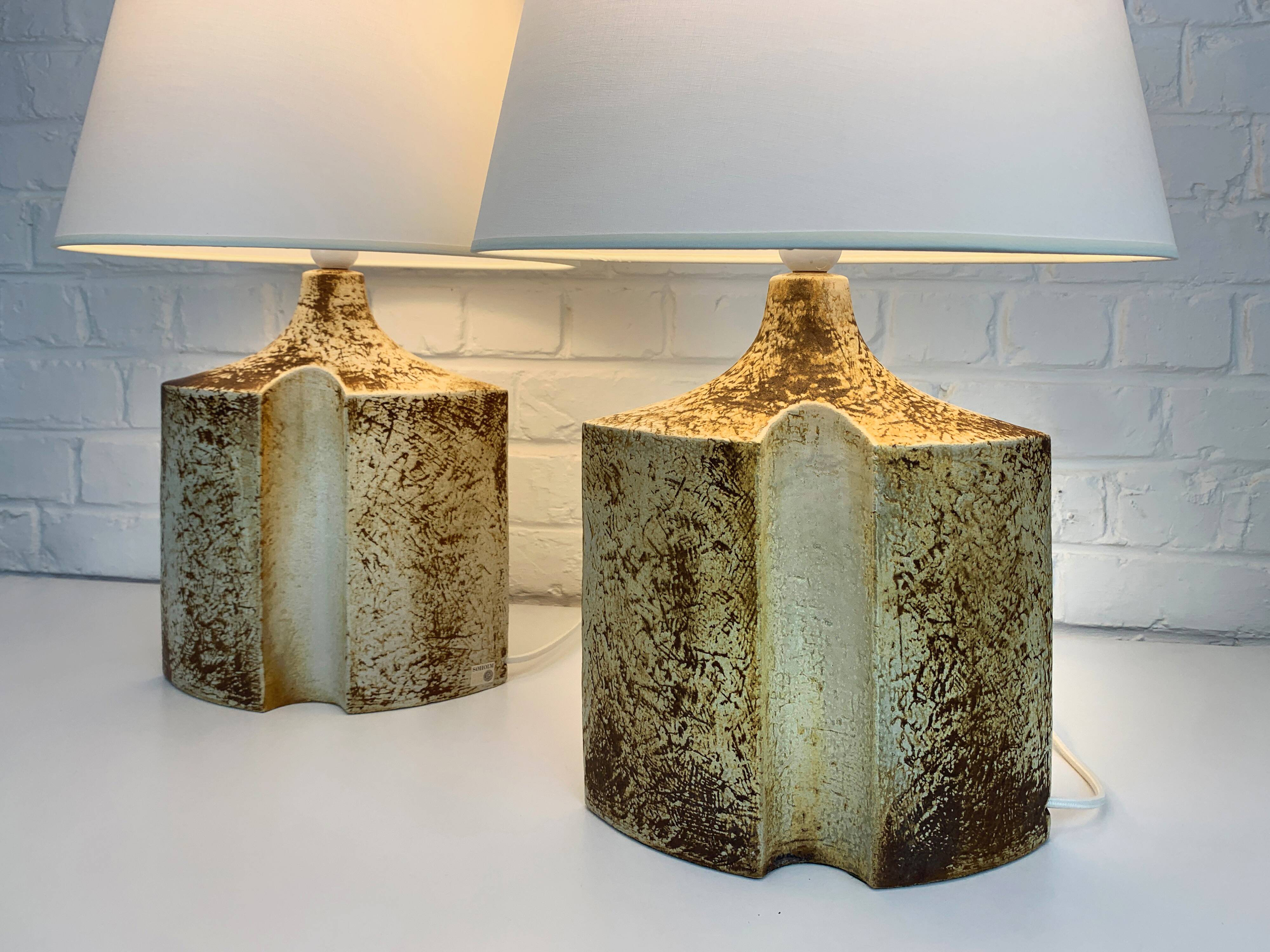 Pair of Haico Nitzsche ceramic table lamps for Soholm, Denmark