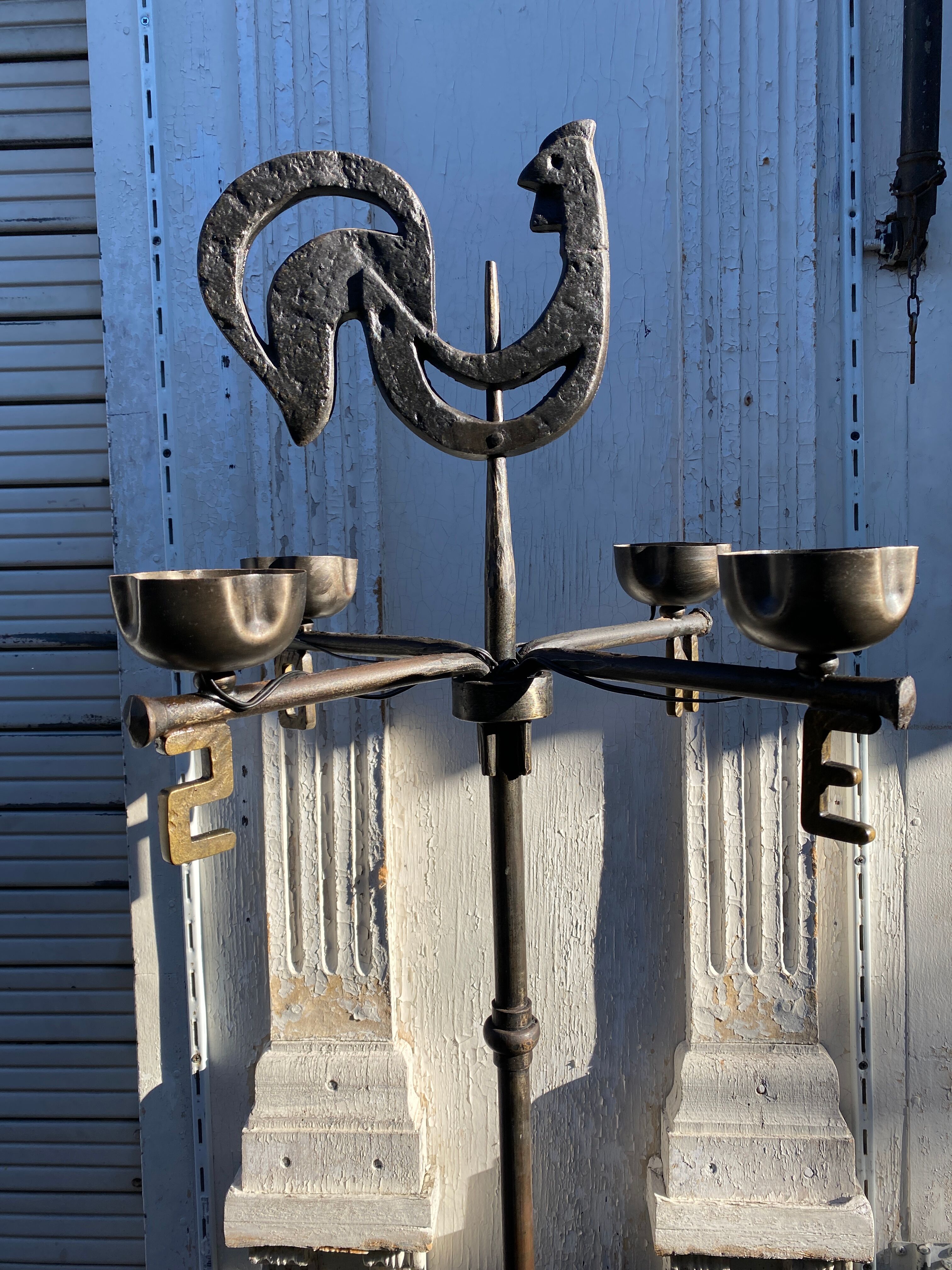 1950 wrought iron lamp Jean Touret