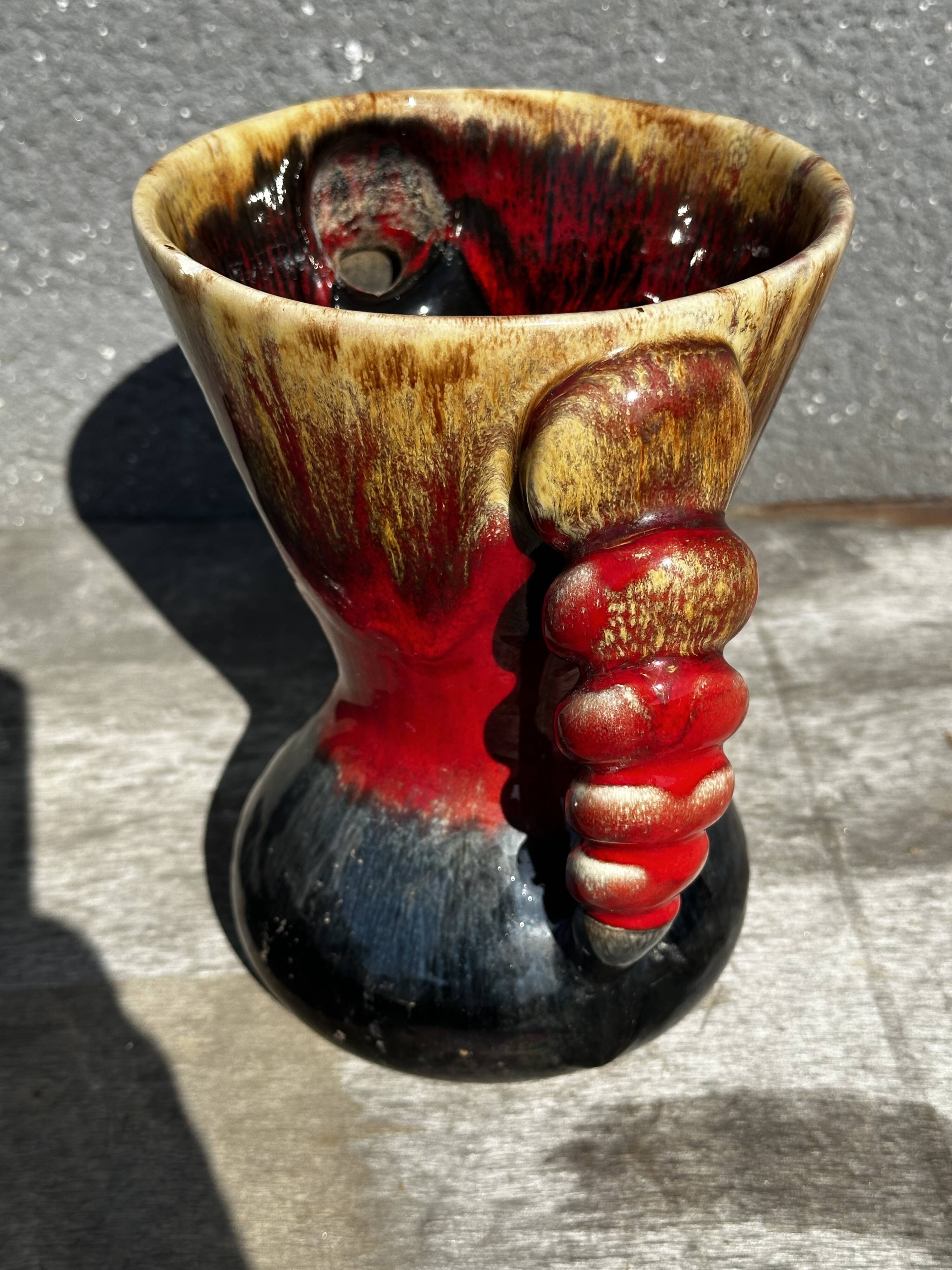 Vintage ceramic vase from Vallauris, signed JAC