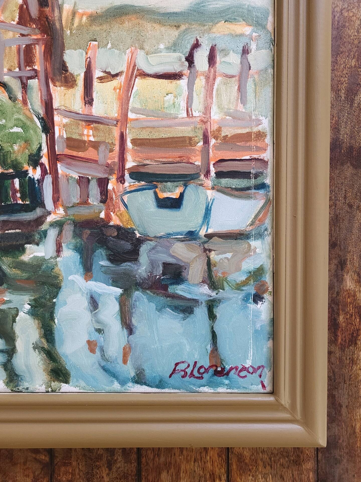 Vintage oil on canvas signed - Framed landscape of Vécétie