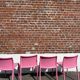 Set of 4 pink design AIR CHAIRS by Jason Morrison.