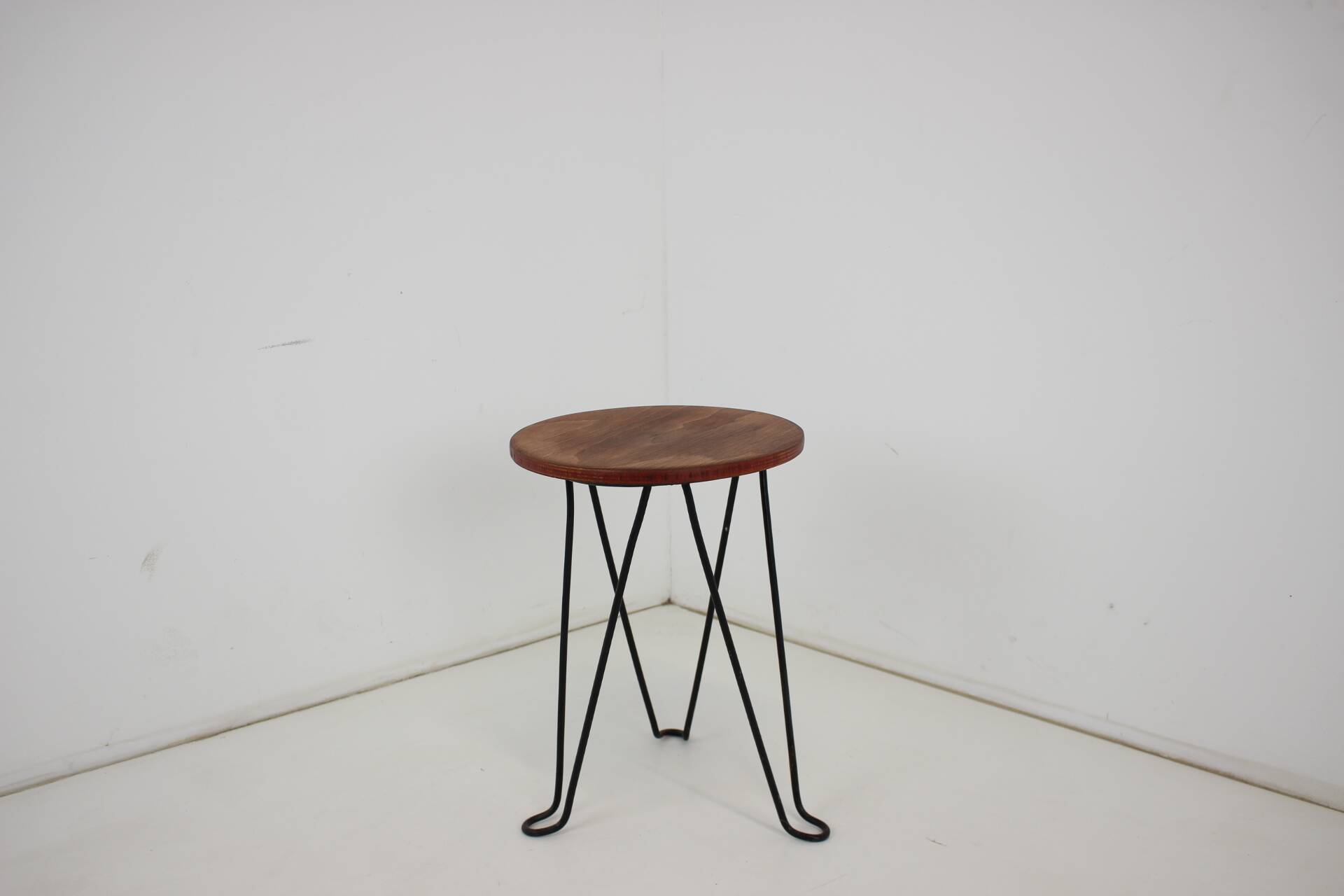 Tabouret en bois et métal, Tchécoslovaquie 1950