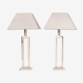 Pair of 1970s chrome table lamps inc grey silk shades