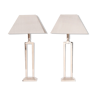 Pair of 1970s chrome table lamps inc grey silk shades