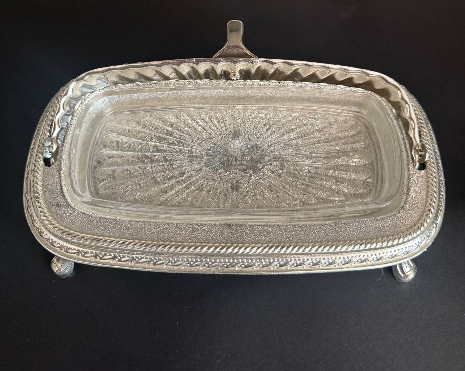 20th century silver-plated butter dish