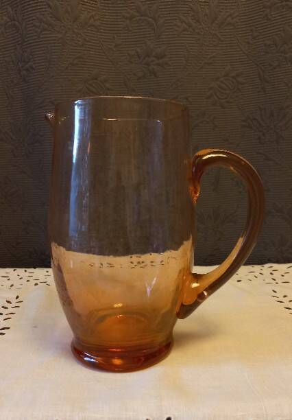 Vintage pink glass pitcher