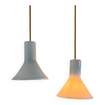 Vintage Holmegaard set of 2 P&T pendant - Michael Bang - Handmade lamp