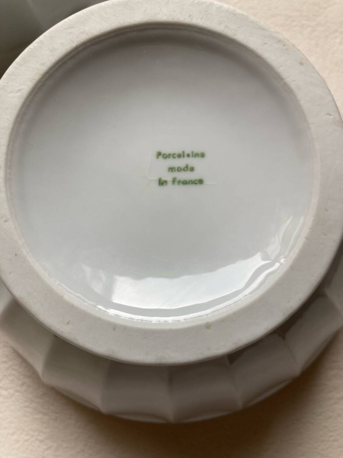 Large vintage white faceted Limoges porcelain bowls
