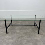 Table basse années 50 verre et métal noir