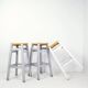 Ensemble de 3 tabourets de bar en jonc avec cadre en bois